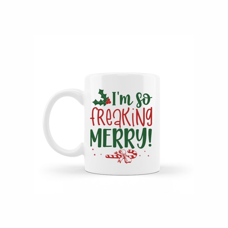 κεραμική κούπα christmas freaking merry με αφιέρωση