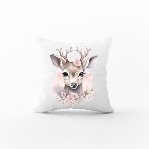 μαξιλάρι christmas pink deer με αφιέρωση 30x30cm 