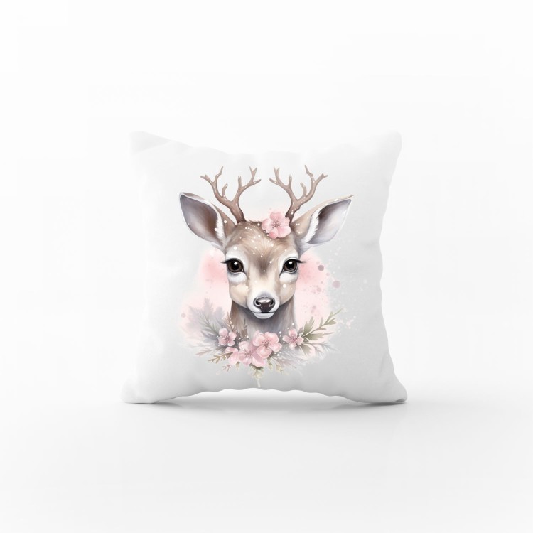 μαξιλάρι christmas pink deer με αφιέρωση 30x30cm 