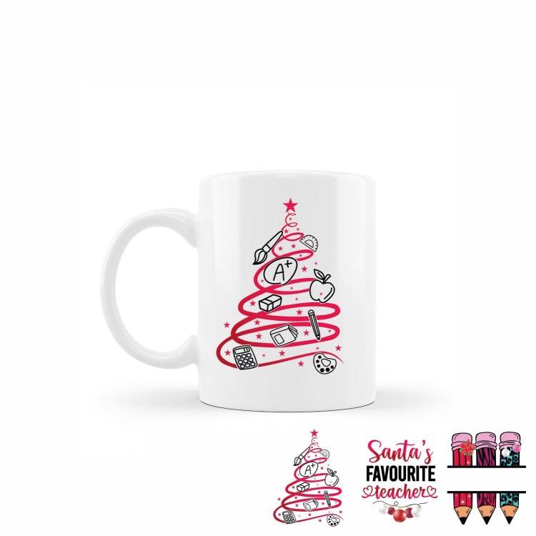 κεραμική κούπα christmas teacher wrap με όνομα