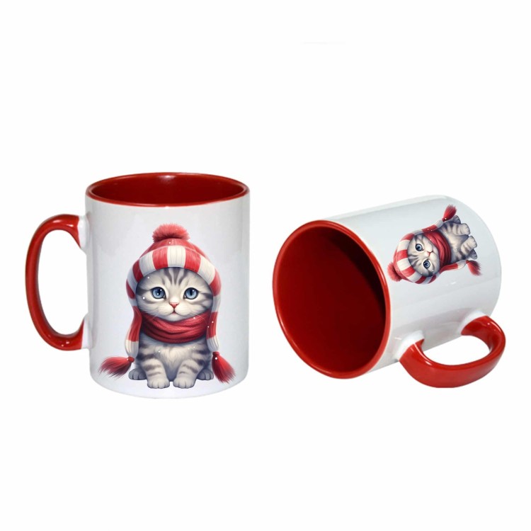 κεραμική κούπα red christmas cat με αφιέρωση
