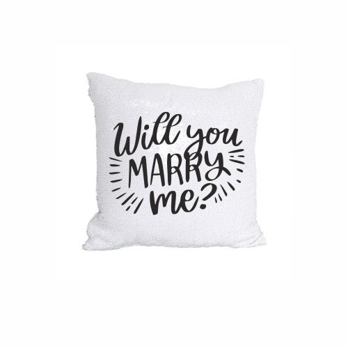 μαξιλάρι με παγιέτες wedding proposal 40x40cm 