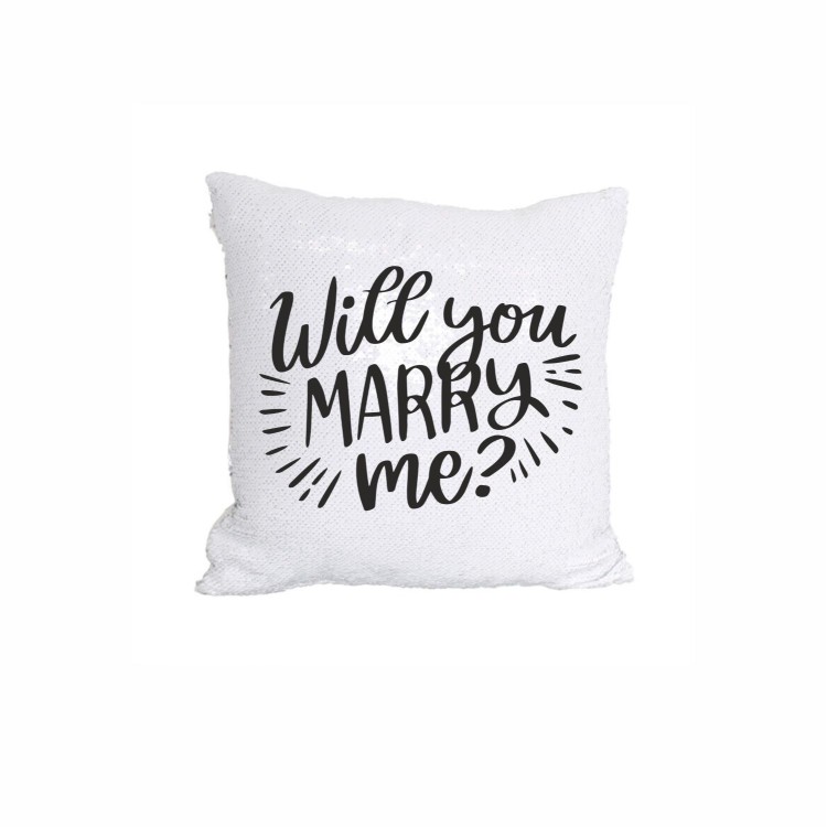 μαξιλάρι με παγιέτες wedding proposal 40x40cm 