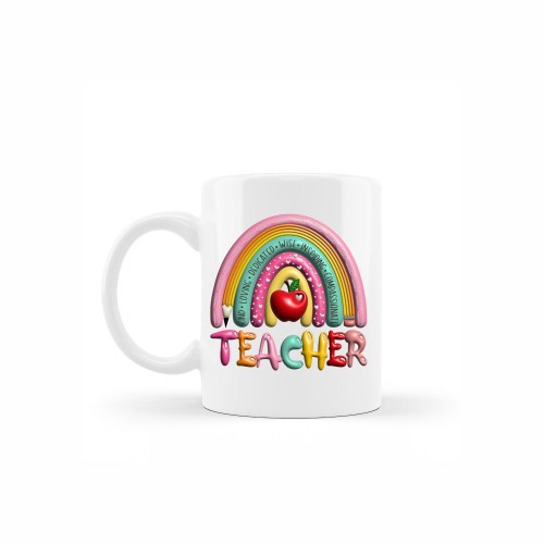 κεραμική κούπα rainbow teacher με αφιέρωση
